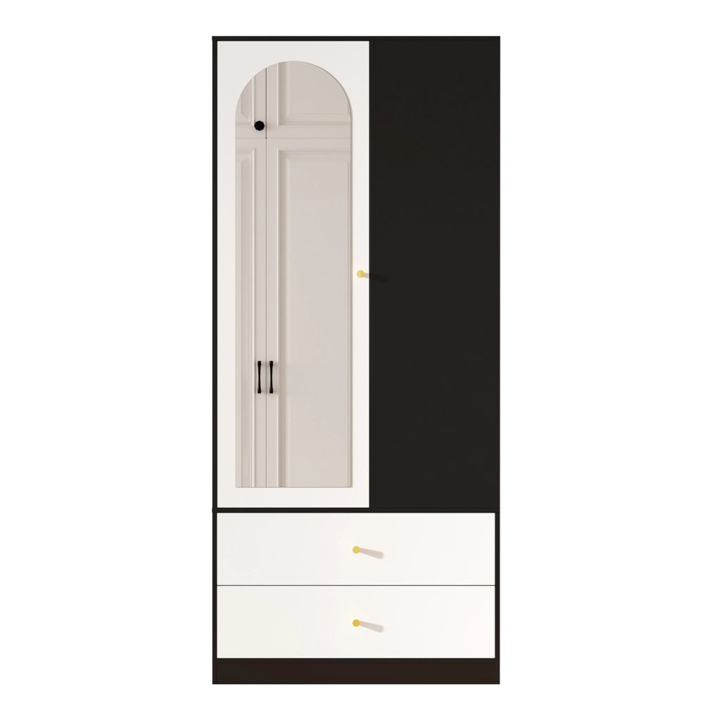 Armadio con specchio 80x40x180 cm bianco e nero