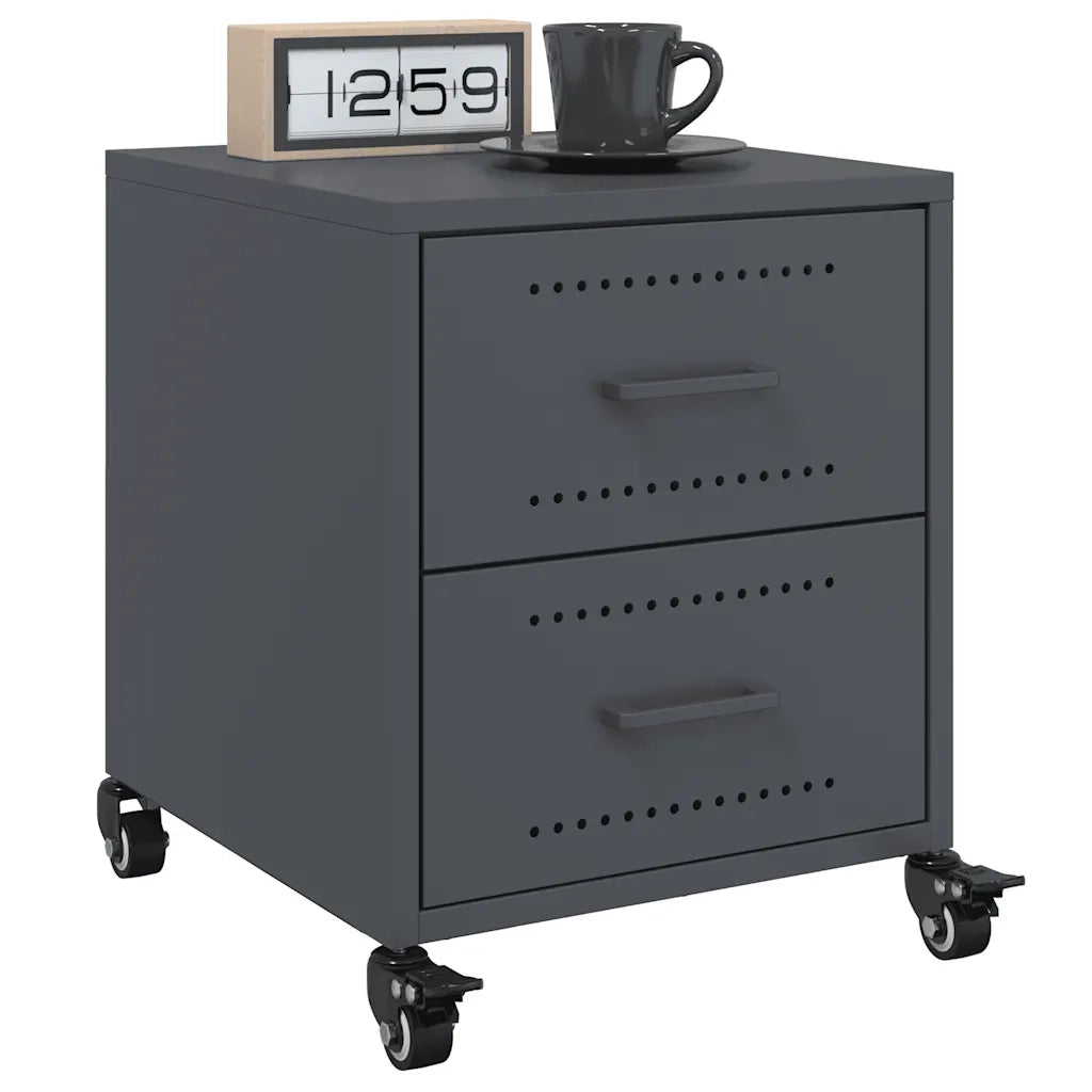 Comodino Antracite 36x39x43,5 cm in Acciaio 846630