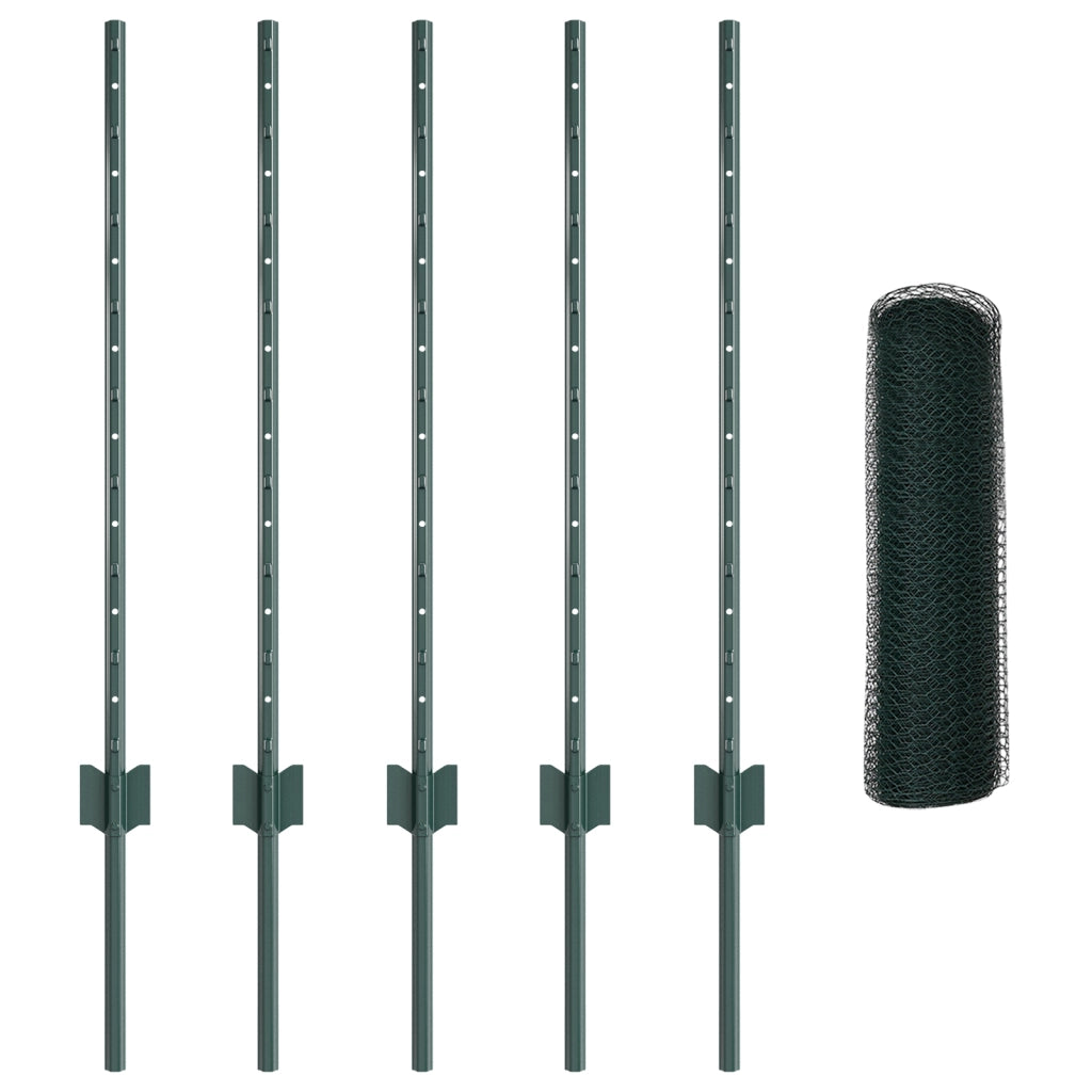 Pali per Recinzione  5 pz U-Channel Verde 80 cm Acciaio