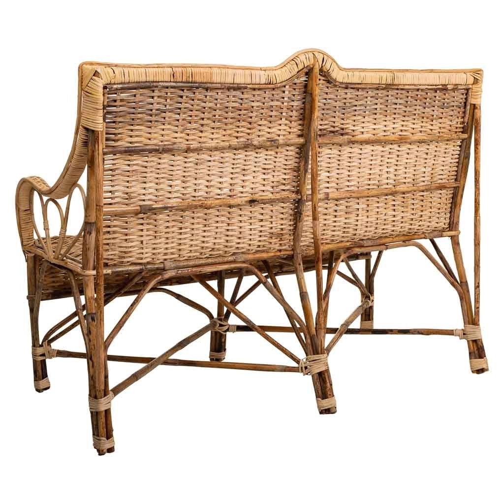 Divano in bambù e rattan marrone 130x48x99h