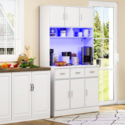 Buffet da cucina 100 x 40 x 180 cm con illuminazione LED APP, prese USB, cassetti e ripiani regolabili