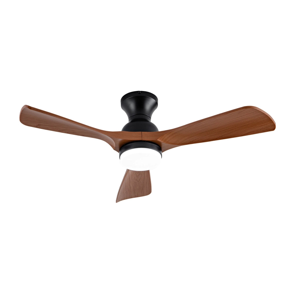 Ventilatore da soffitto con luce 42 pollici; 3 pale in ABS; motore DC; noce e nero