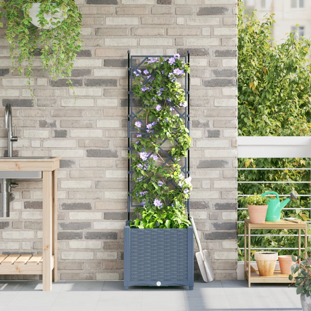 Fioriera da giardino con traliccio grigio chiaro 40x40x143 cm