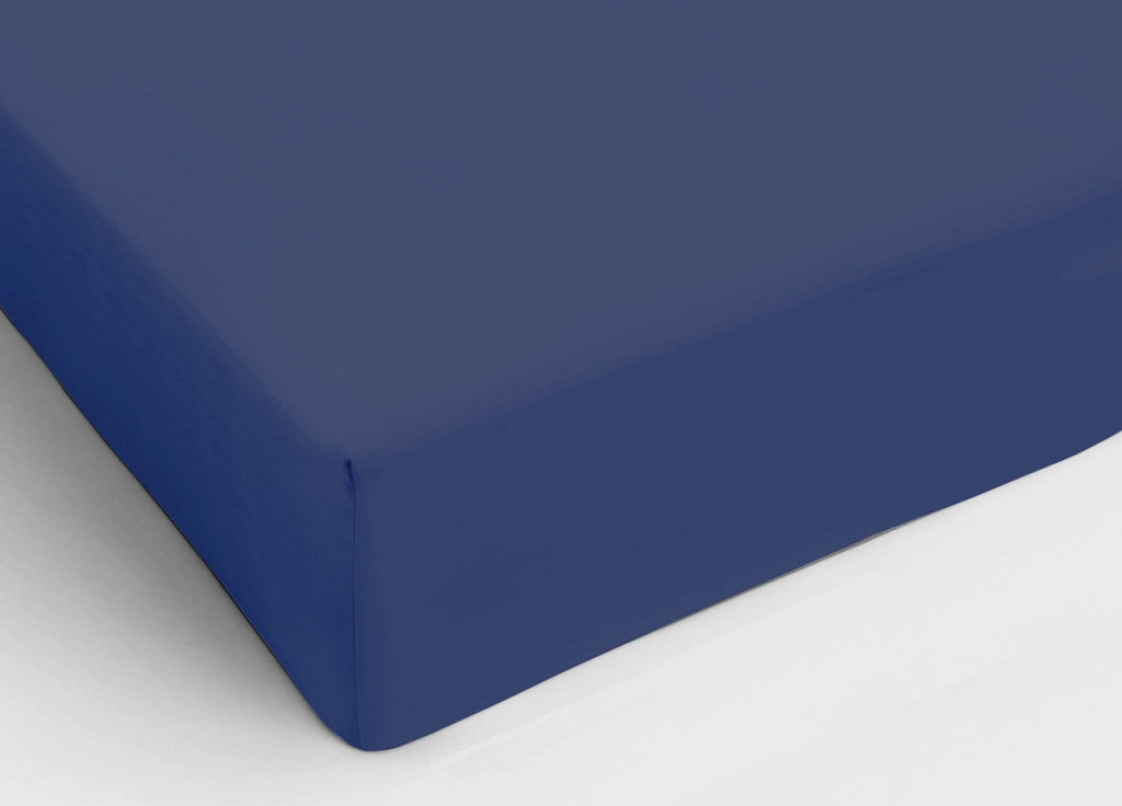 Lenzuolo Sotto Con Angoli In Cotone In Tinta Unita Colore Blu C.N. - Piazza E Mezza - Blu