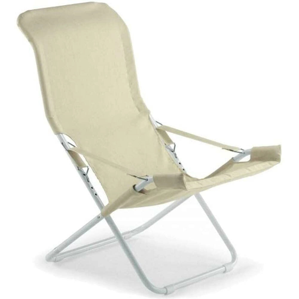 Sedia sdraio fiam fiesta telaio acciaio bianco con telo in juta 127BSJUT x 2
