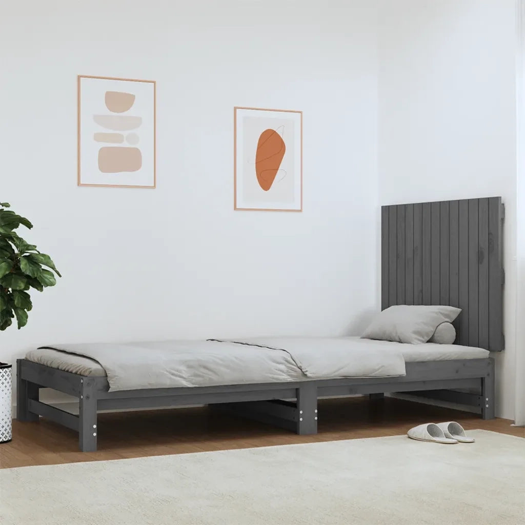 Testiera | Testata da Parete Grigia 82,5x3x60cm in Legno Massello di Pino