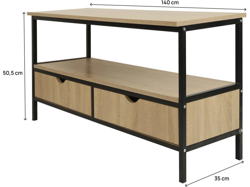 Mobile TV in stile industriale con cassetto "Detroit" - 113 x 40 x 55 cm - Beige
