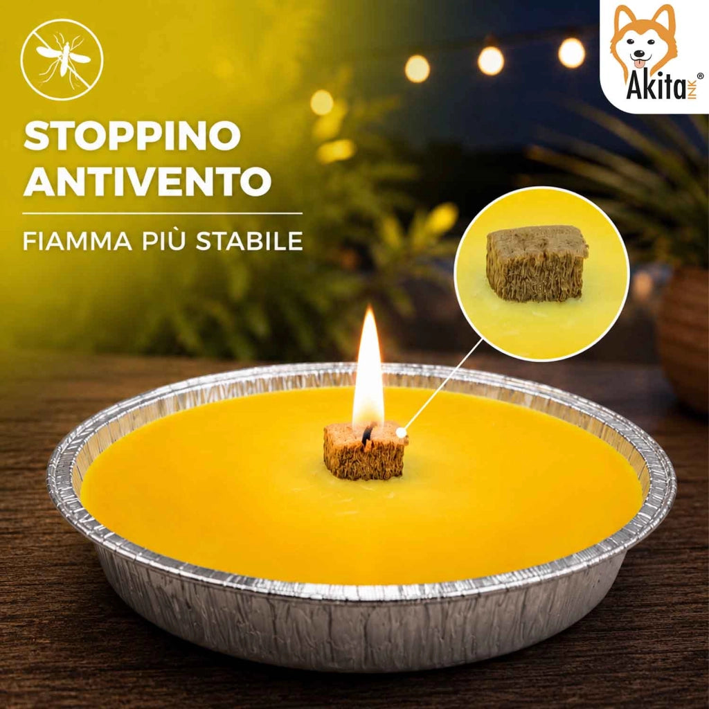 Akitaink 10 Candele Citronella Antizanzare Esterno