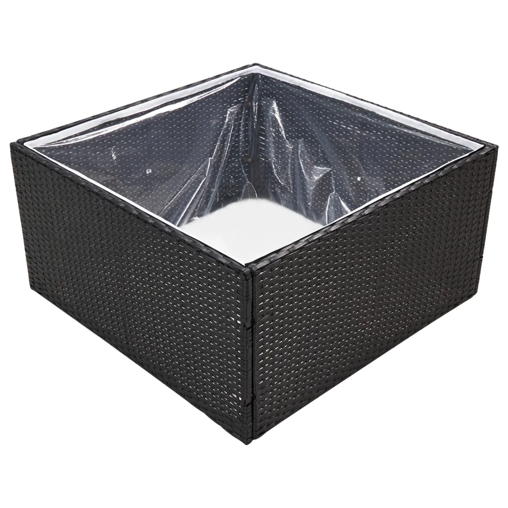 Fioriera da Giardino-Vaso da Esterno-Contenitore per Piante Nero 80x80x40 cm in Polyrattan