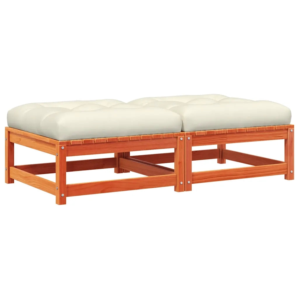 Sedia da giardino-Poggiapiedi Giardino con Cuscini 2pz Marrone Cera Massello Pino 791638