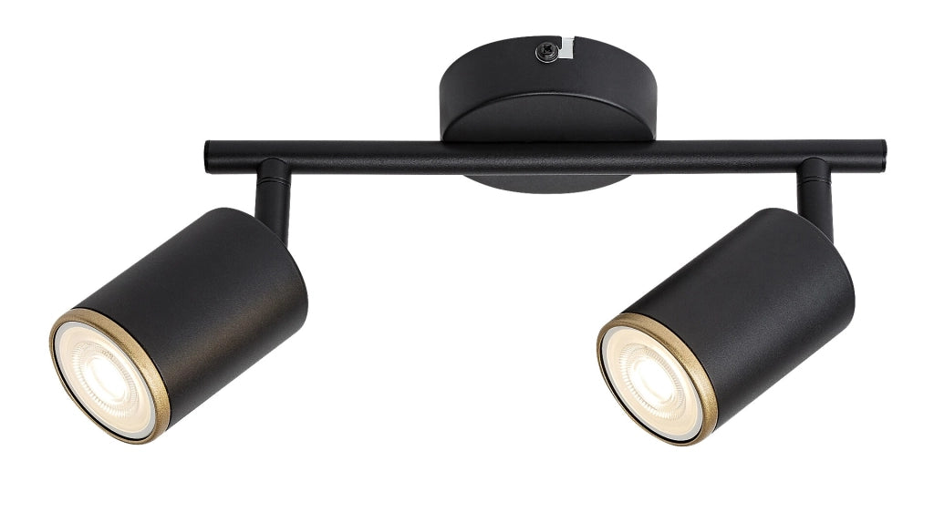 Plafoniera Nolie 2 faretti nero oro GU10 Rabalux