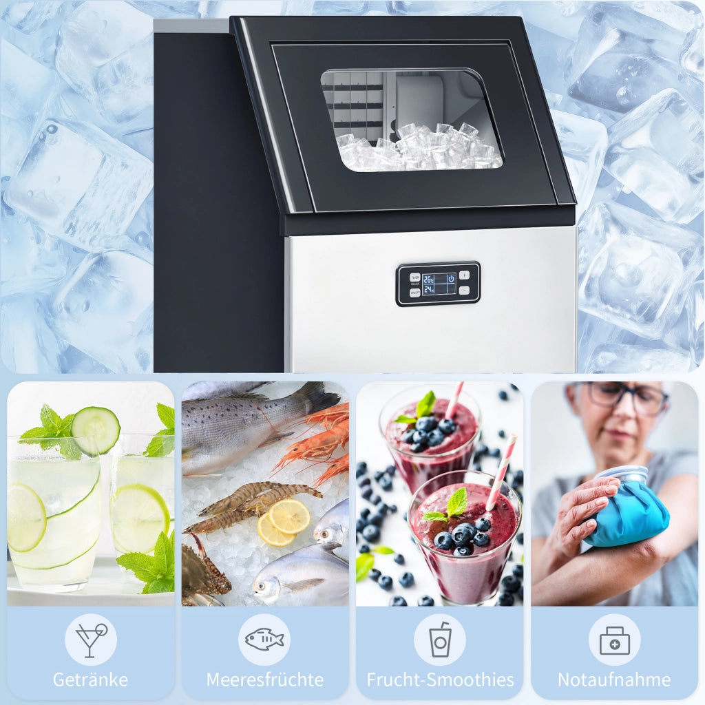 Macchina per cubetti di ghiaccio commerciale 45 kg/24H ¨C zephmum ¨C con serbatoio da 11 kg e display LCD