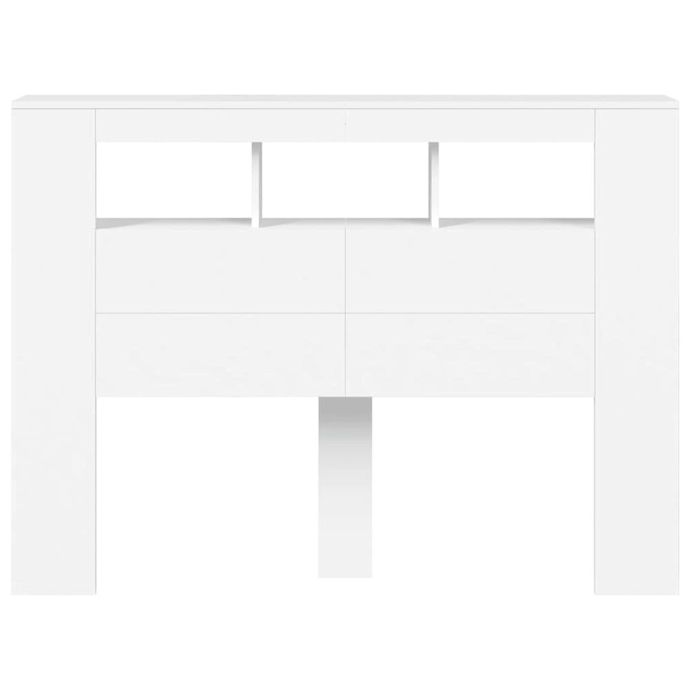 LED Headboard, White, 140x18.5x103.5 Cm, Wood-based Material