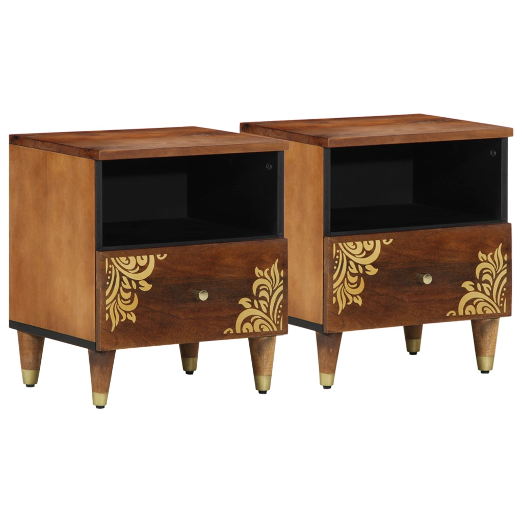 Comodini 2 pcs 40x33x46 cm Legno Massello Mango