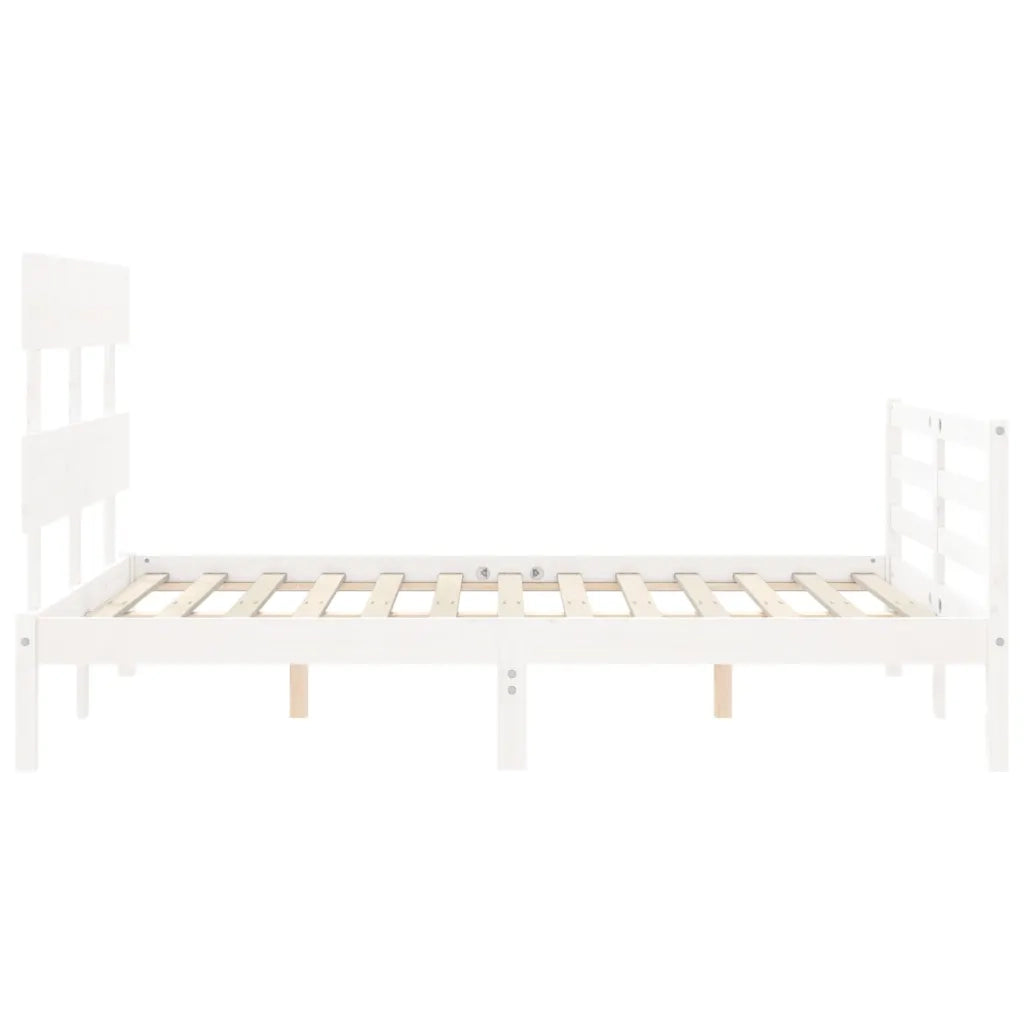 Giroletto con Testiera-Struttura Letto con testiera Bianco 120x200 cm in Legno Massello 428402