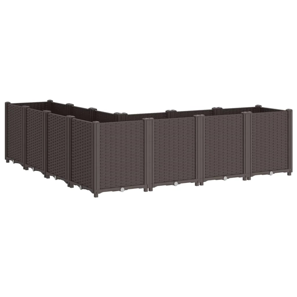 Fioriera rialzata per piante fiori terrazza giardino 160 x 160 x 53 cm polipropilene marrone 02_0037457
