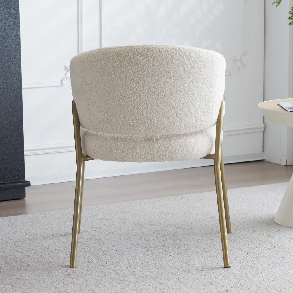 Sedia da Pranzo Moderna in Velluto Bianco con Gambe Dorate