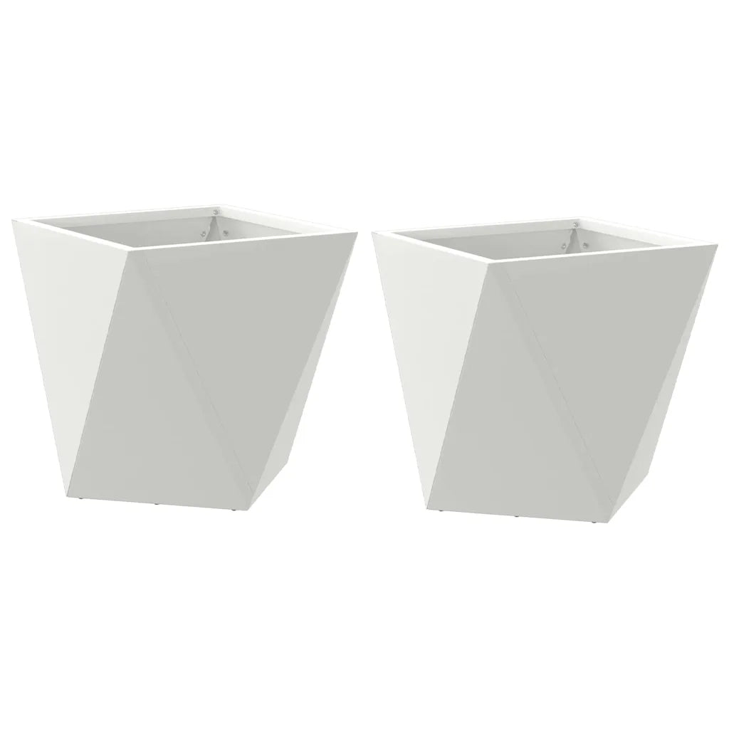 Fioriera 2 pcs Bianco 30 x 30 x 30 cm Acciaio