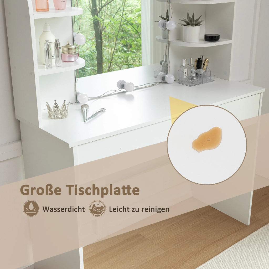 Scrivania Toeletta con Specchio LED e Sgabello ¨C MINIMAL ¨C Bianco