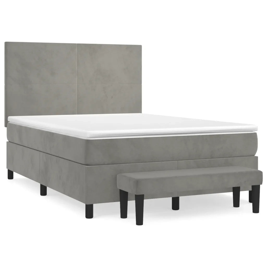 Giroletto a Molle con Materasso Grigio Chiaro 140x200cm Velluto 3137725