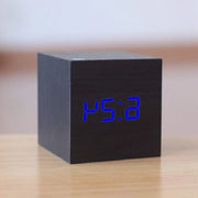 Alarme digitale con luce LED in legno con effetto retro e controllo vocale - C