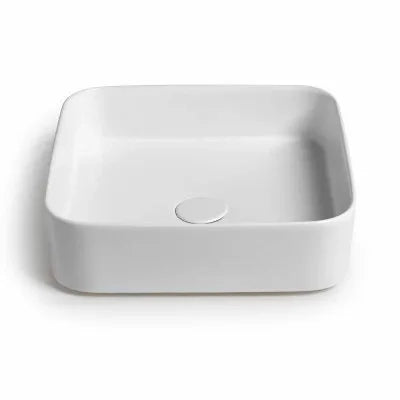Lavabo da appoggio quadrato 40 in ceramica bianco opaco  Epsilon