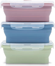 Opvougbili Container per Cibo, 3-pack, Contenitori in Silicone Opvougbili, Boxe per Picnic, Contenitori per Cibo, Resistenti al Congelatore e forno, Ideali per Campeggio, Escursioni e Viaggi, 1200 ml.