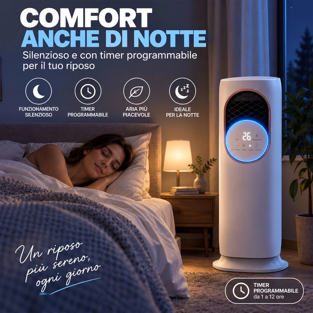 Raffrescatore Ventilatore Nebulizzatore Telecomando e Display LCD Tasti touch