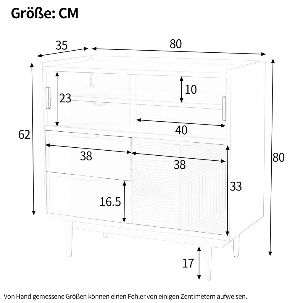 Mobile contenitore da bagno o sideboard con striscia luminosa, larghezza 80 cm, porta in vetro