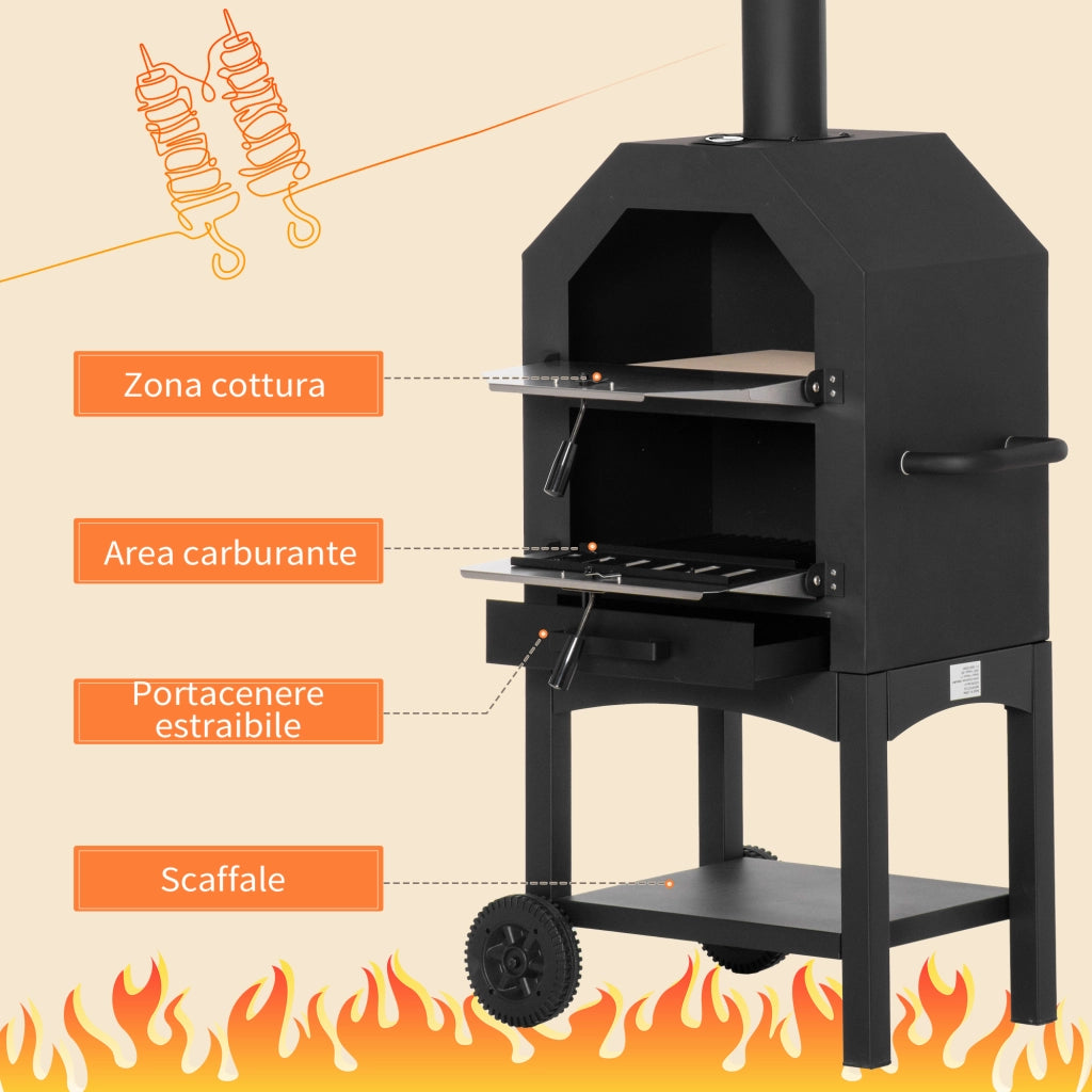 Forno per Pizza Barbecue ¨C Zephmum ¨C Acciaio Inox 64x54x160cm