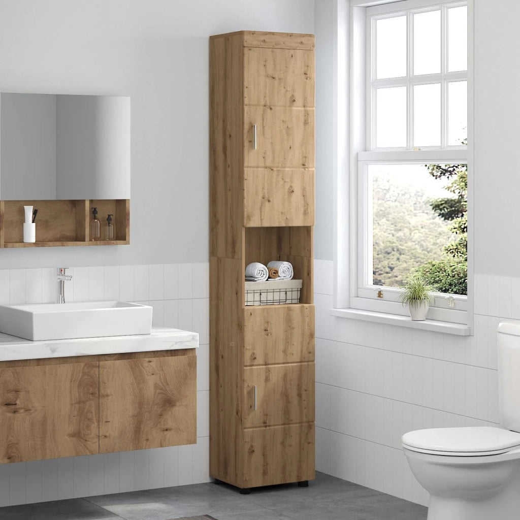 Set di Armadi da Bagno TULUM Rovere artigianale 880360