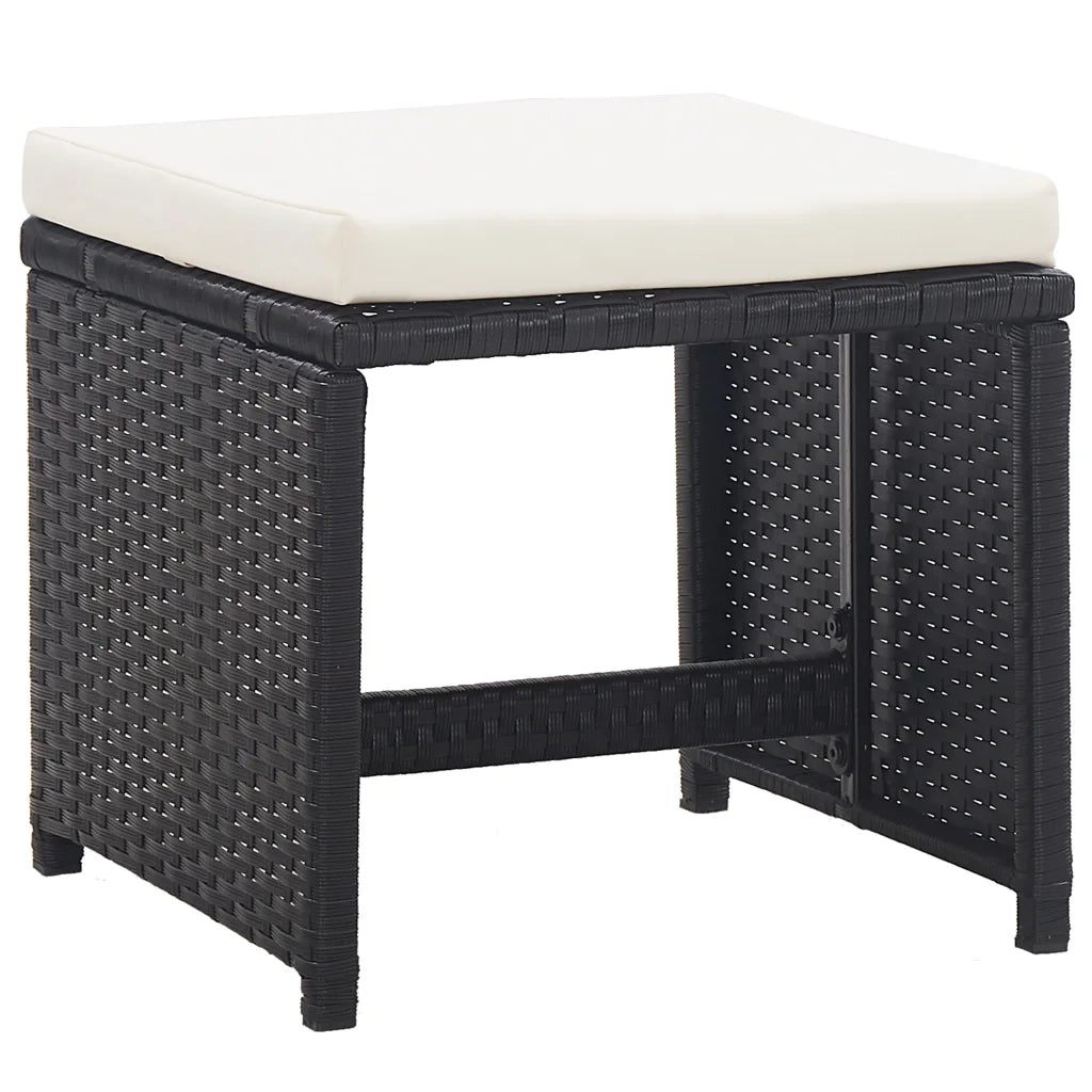 Set da Pranzo da Giardino 9 pz con Cuscini in Polyrattan Nero 42522