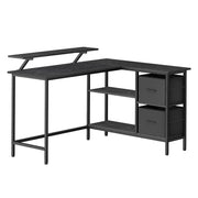 Scrivania a L con 2 ampi cassetti scrivania da gioco con supporto per monitor scrivania angolare scrivania per computer con ripiano regolabile nera 12_0004618