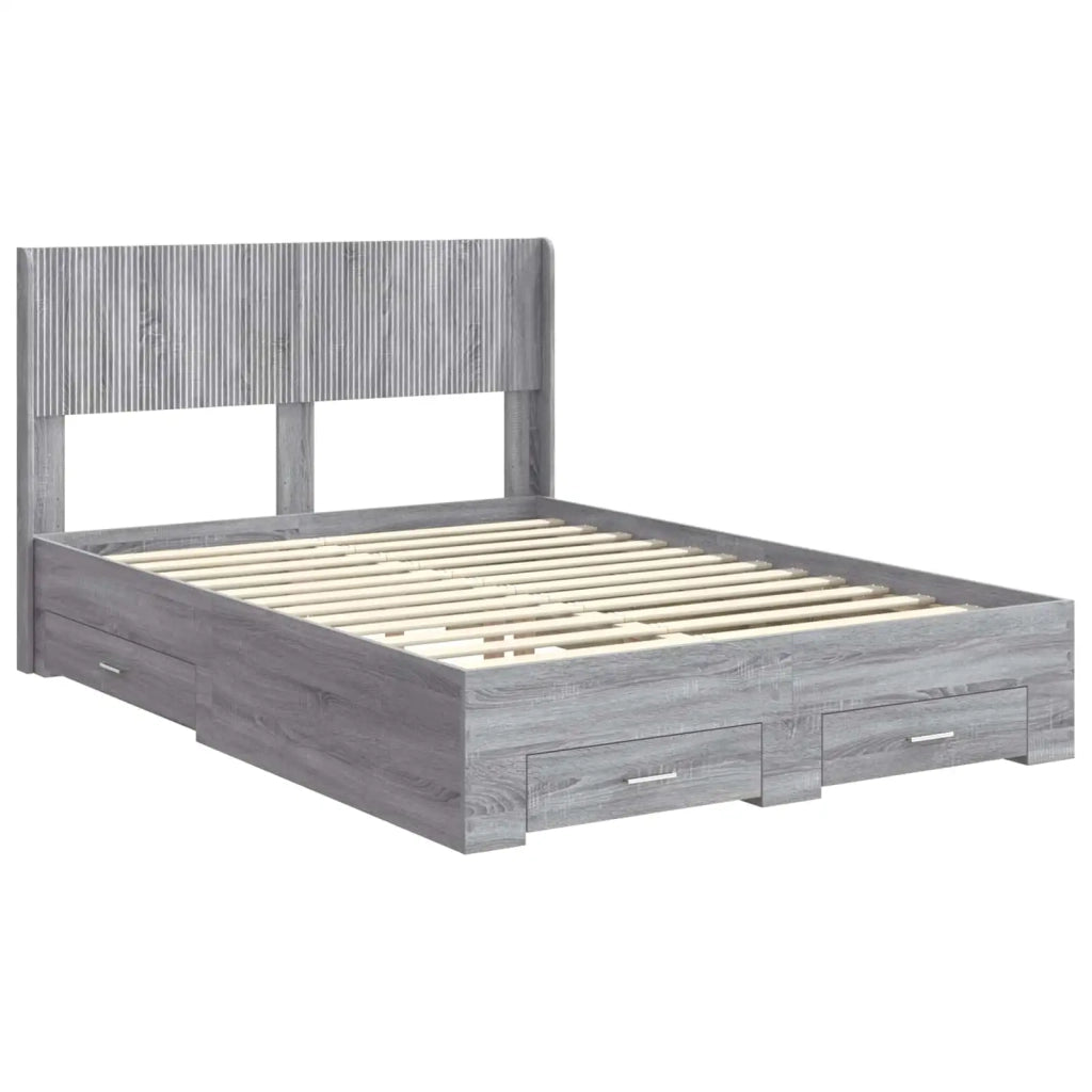 Struttura del letto con stoccaggio e testata-Giroletto con contenitore Sonoma grigio 764409