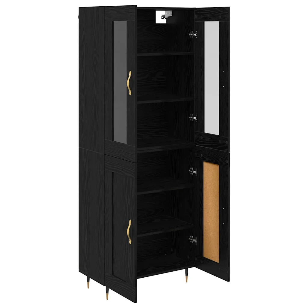 Credenza 2 pcs Rovere Nero Legno multistrato 3416169