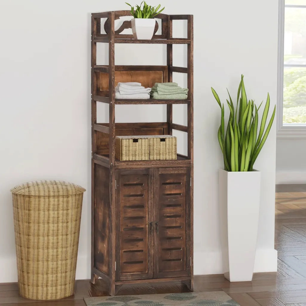 Vetrina Marrone Scuro 46x24x140 cm Legno Massello di Paulonia 338506