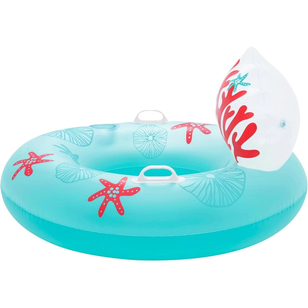 Trade Shop - Poltrona Salvagente Gonfiabile Con Maniglie Portabicchiere Schienale Design Corallo 43730 -