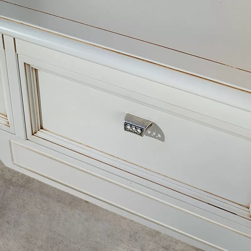 Porta tv 2 cassetti classico legno shabby bianco 220x50x51 - Mobili 2G