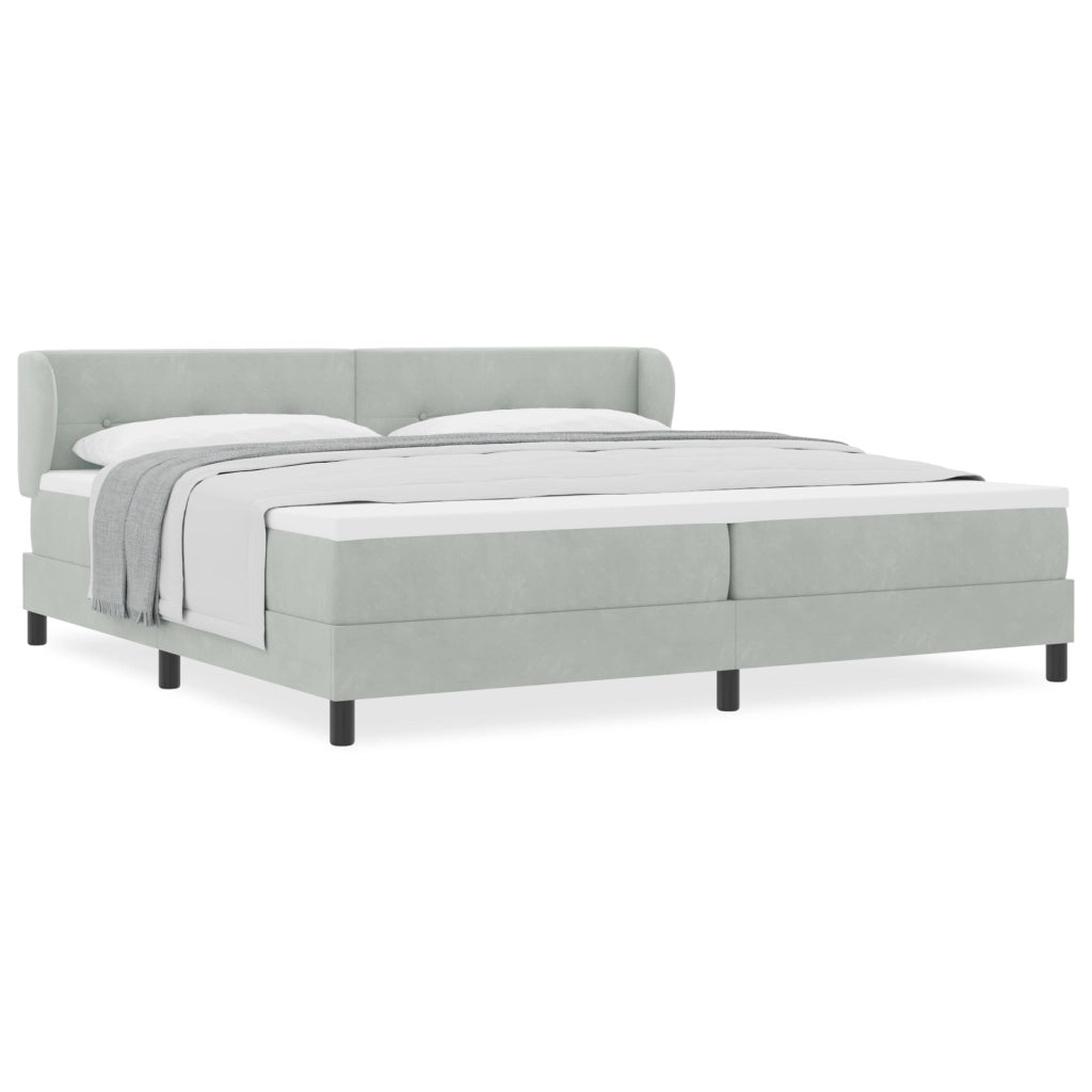 Struttura Letto A Rete Con Materasso Grigio Chiaro 200x200 cm Velluto