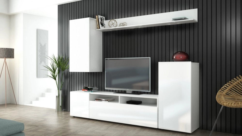 1pz kit parete living bridge 207x170x34 bianco/bianco lucido cod:ferx.886