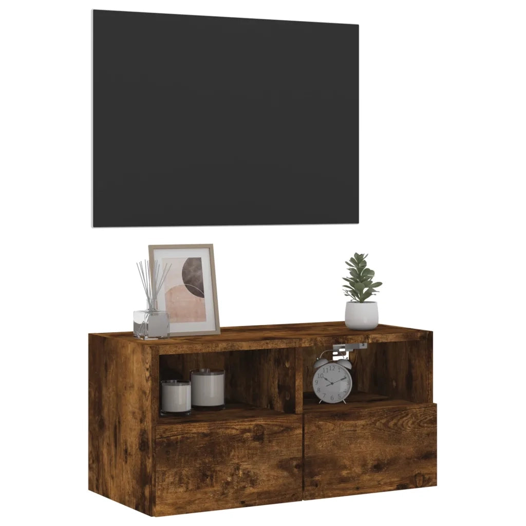 Mobile TV a Parete | Armadietto TV | Mobile Porta TV Rovere Fumo 60x30x30 cm in Legno Multistrato