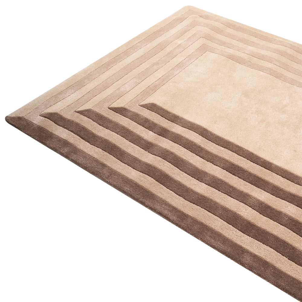 Tappeto beige in viscosa e lana, forma rettangolare, motivo geometrico, 160 x 230 cm, stile moderno, soggiorno