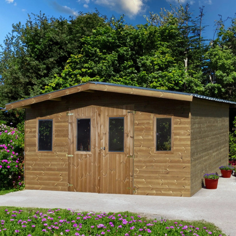 Casetta da giardino in legno 400x400 cm – Legno termotrattato 28 mm – Tetto zincato – THA4040.02T Foresta