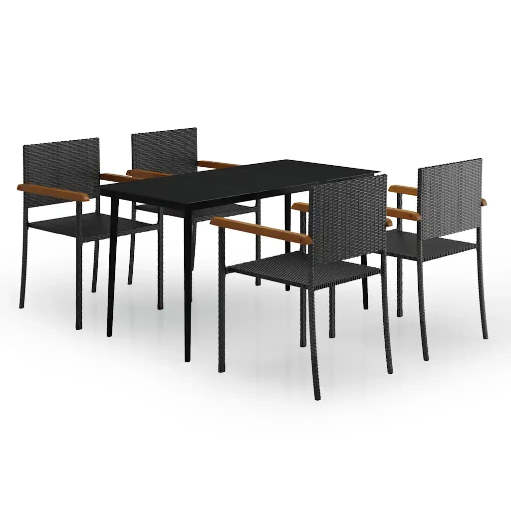 Set da Pranzo da Giardino 5 pz Nero 3099421