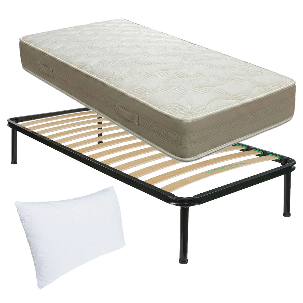 Kit rete ortopedica e materasso in memoy foam singolo 80x190 Finlandia H22, cuscino incluso - Comprarredo