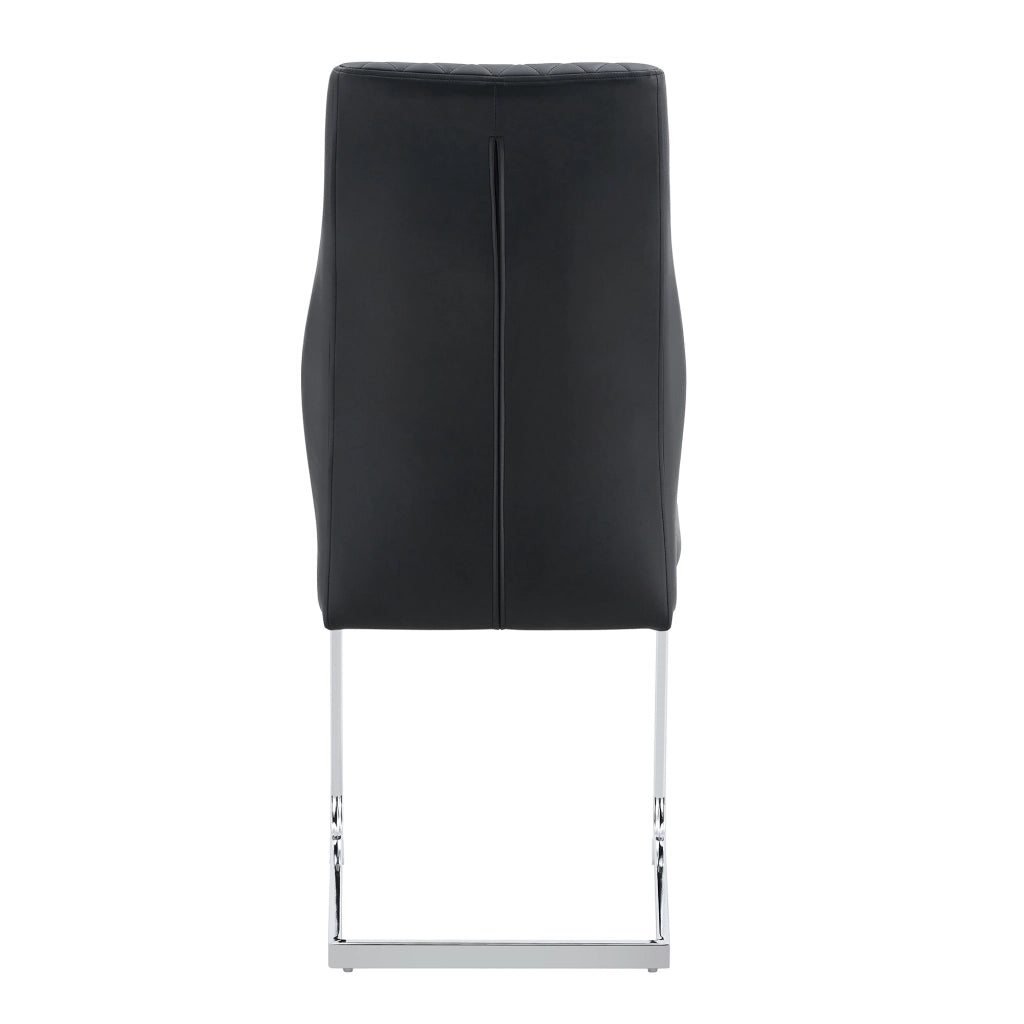 SEDIA da pranzo set 2 pezzi schienale alto 100 cm in PU nero e metallo argento