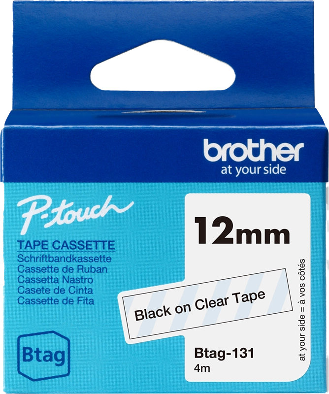 Brother BTAG-131 nastro per etichettatrice Nero trasparente
