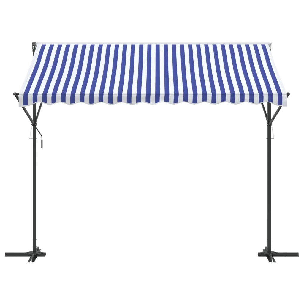 Tenda da Sole Blu e Bianca 300x300 cm in Tessuto e Acciaio