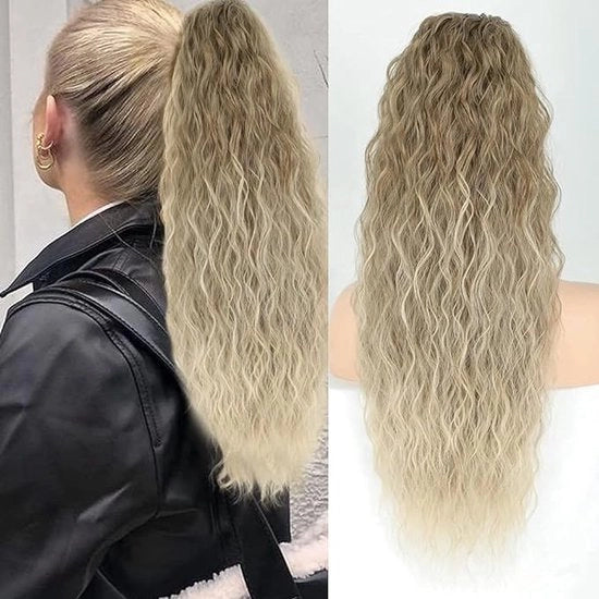 Estensione capelli, paio con cavo di tiraggio, 66 cm, lunga, ondulata, riccioluta, estensione capelli sintetica naturale, clip-in pezzo di capelli, estensione capelli per signore e donne.