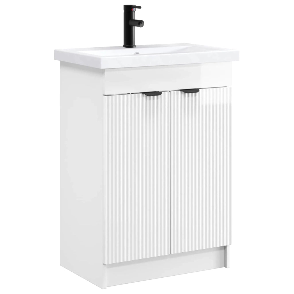 Set di mobili per il bagno Bianco Lucido 56 x 37,5 x 81 cm 3404148